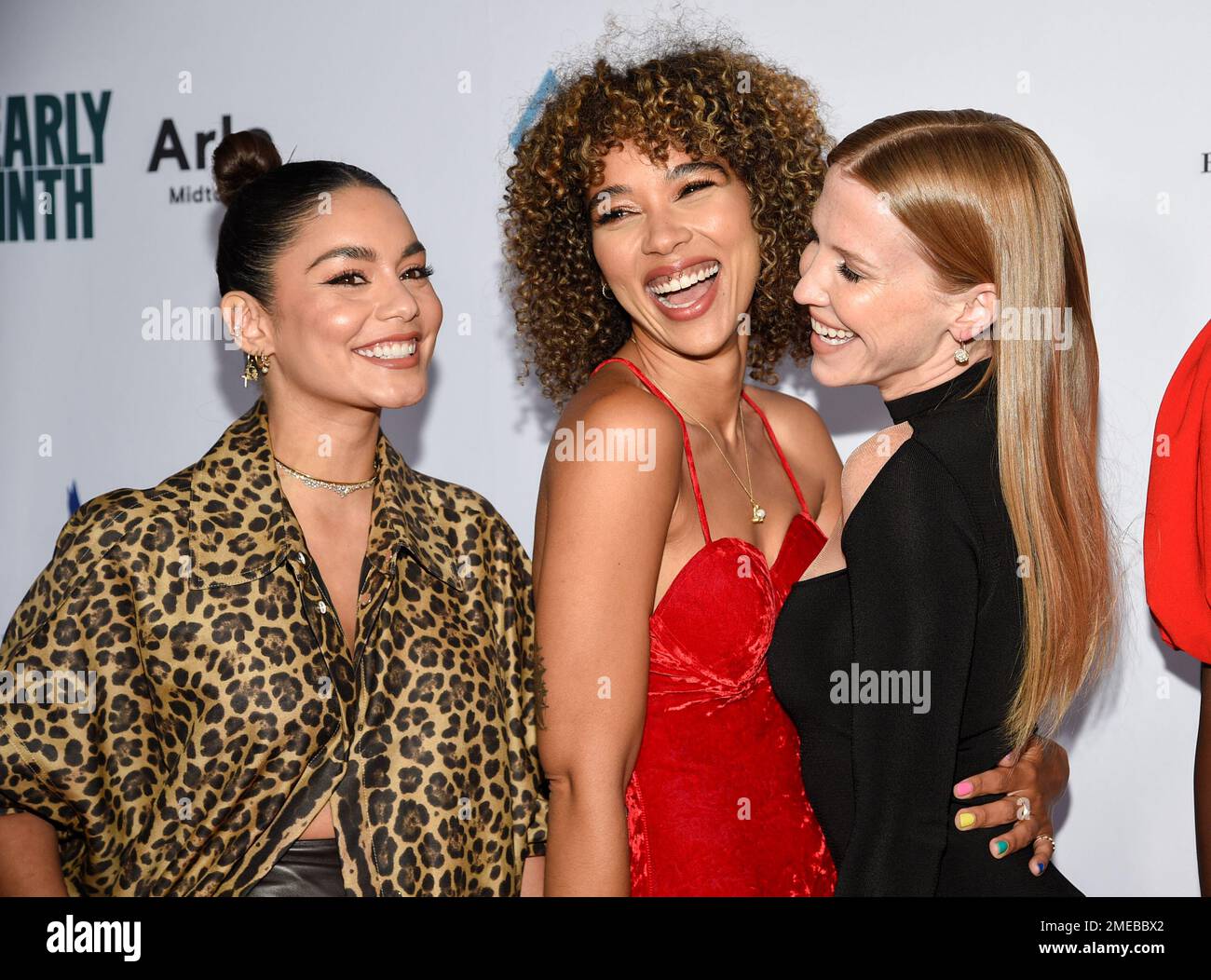 Actors Vanessa Hudgens, left, Alexandra Shipp and Leslie Stratton pose