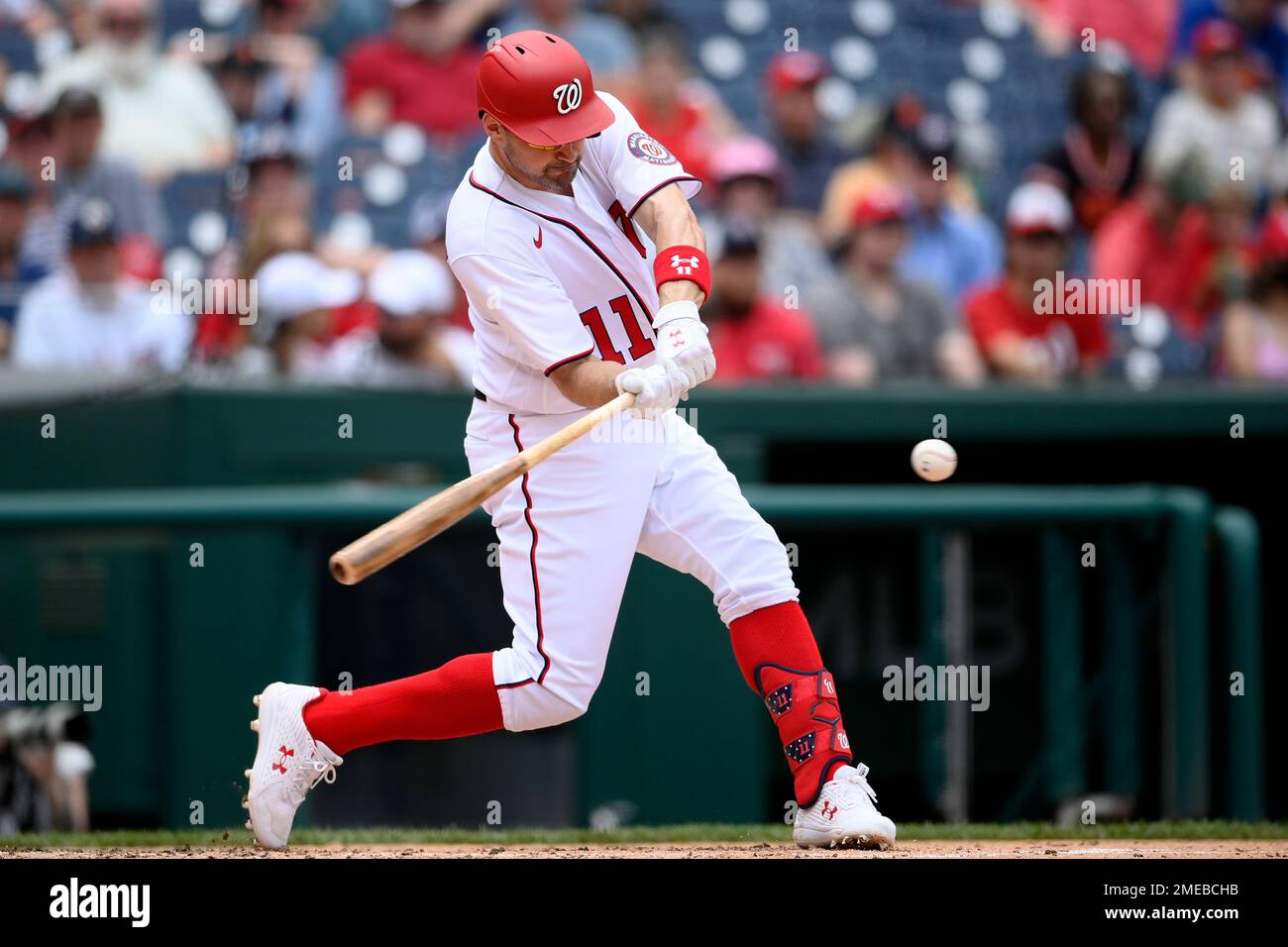 Washington Nationals' Ryan Zimmerman bats during a baseball game against  the Pittsburgh Pirates, Friday, April 12, 2019, in Washington. (AP  Photo/Nick Wass Stock Photo - Alamy