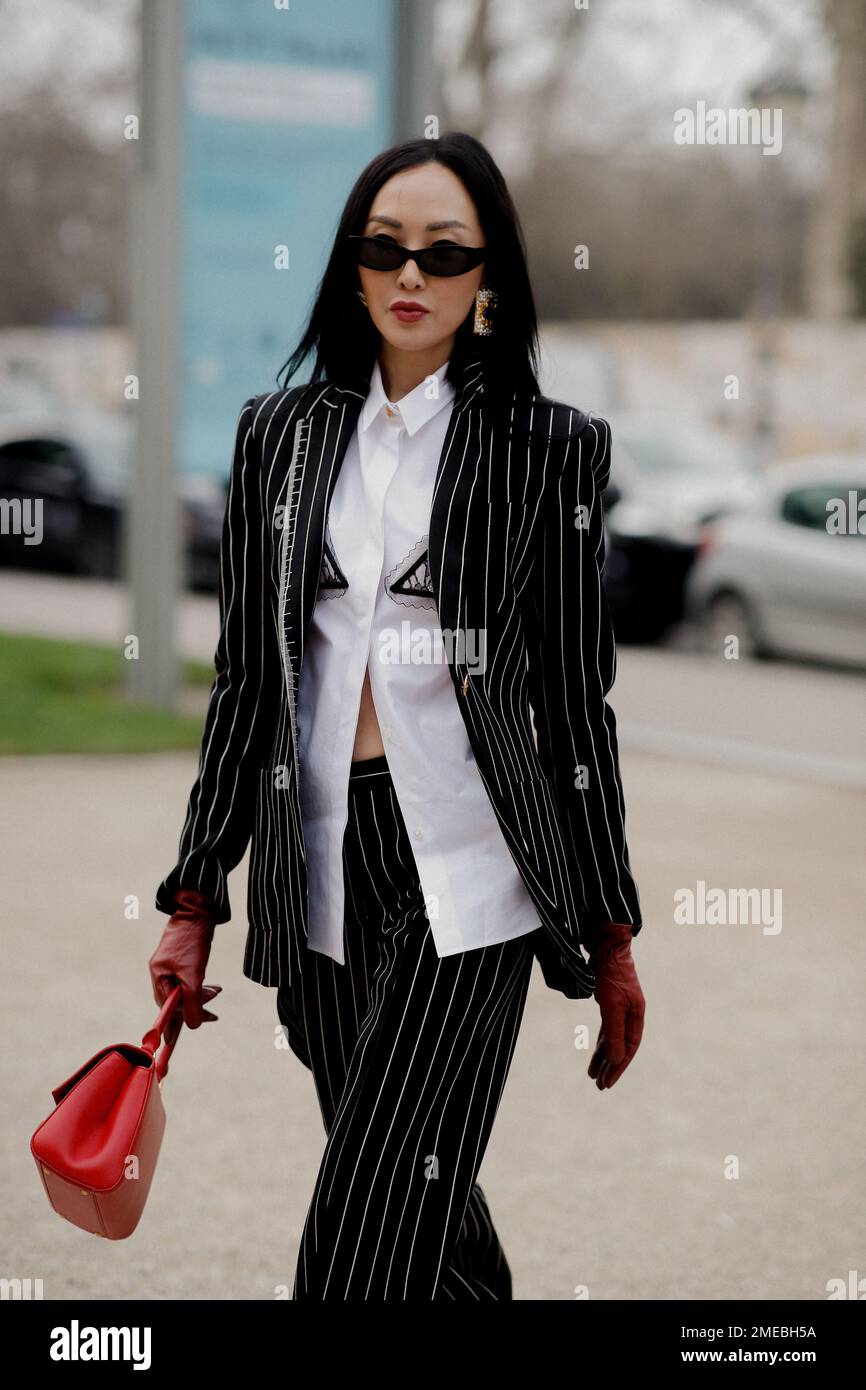 Paris, France. 23rd Jan, 2023. Street style, Chriselle Lim arriving at