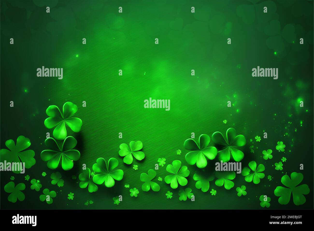 St Patrick's Day Lucky Charm Shamrock Irish abstract green bokeh background for happy st patrick's day celebration background design Stock Photo