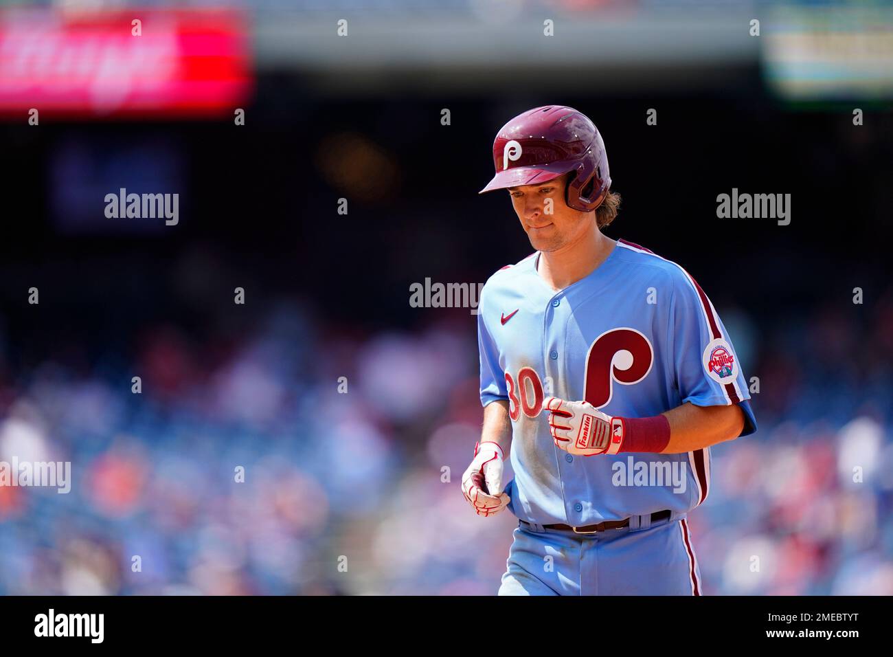 Philadelphia Phillies' Luke Williams plays during a baseball game against  the Atlanta Braves, Thursday, June 10, 2021, in Philadelphia. (AP Photo/Matt  Slocum Stock Photo - Alamy