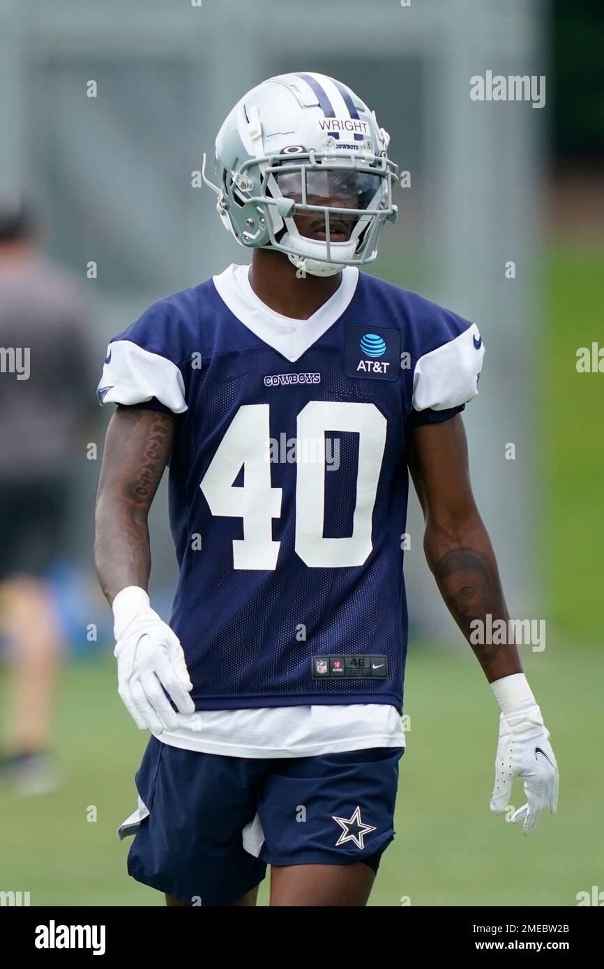 Dallas Cowboys Nahshon Wright (40) on the field during an NFL football team  practice Tuesday, June 8, 2021, in Frisco, Texas. (AP Photo/LM Otero Stock  Photo - Alamy