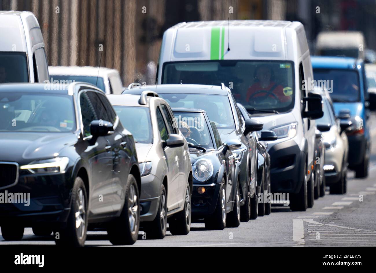 Road users cross a junction at the 'Leipziger Strasse' (Leipzig Street ...