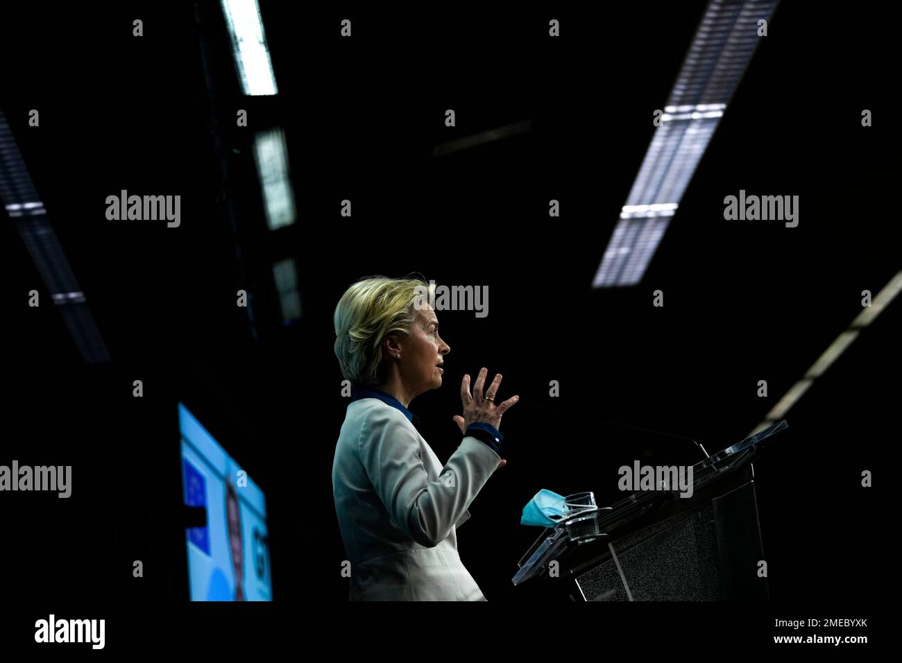 European Commission President Ursula von der Leyen speaks during a ...