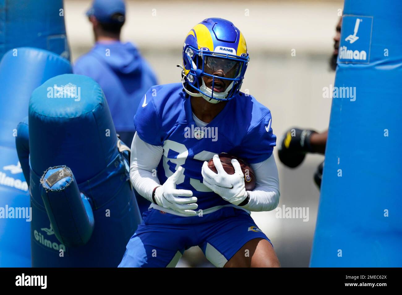 Los Angeles Rams wide receiver Trishton Jackson runs a drill during an NFL  football practice Tuesday, June 8, 2021, in Thousand Oaks, Calif. (AP  Photo/Mark J. Terrill Stock Photo - Alamy