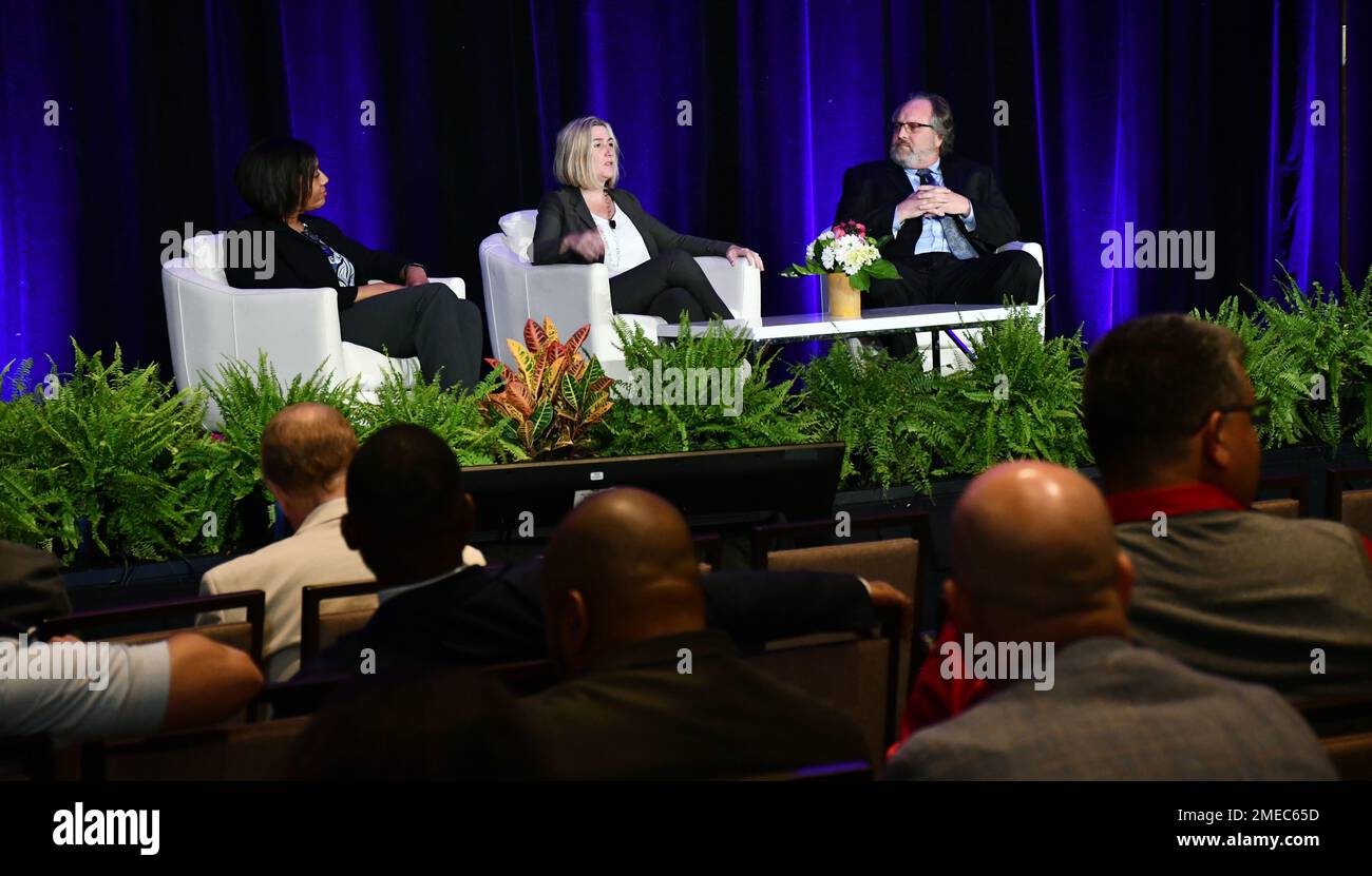 Day one of DHITS 2022 closed with a discussion about harnessing the power of data, transforming health care delivery, and clinical care at MTF’s. Photo is afternoon panel consisting of Bill Tinston, Holly Joers, Dr. Leslie Sofocleous, and Chris Ruefer. Stock Photo