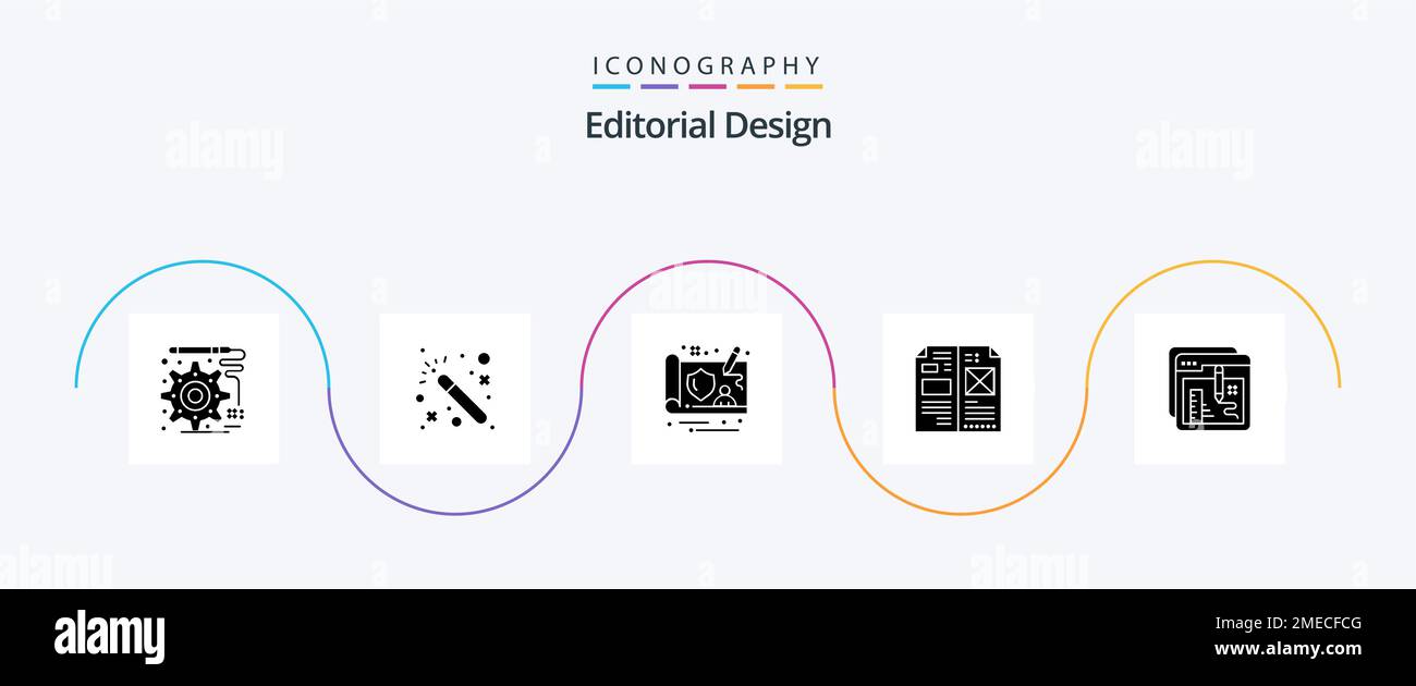 Editorial Design Glyph 5 Icon Pack Including education. creative. gdpr ...