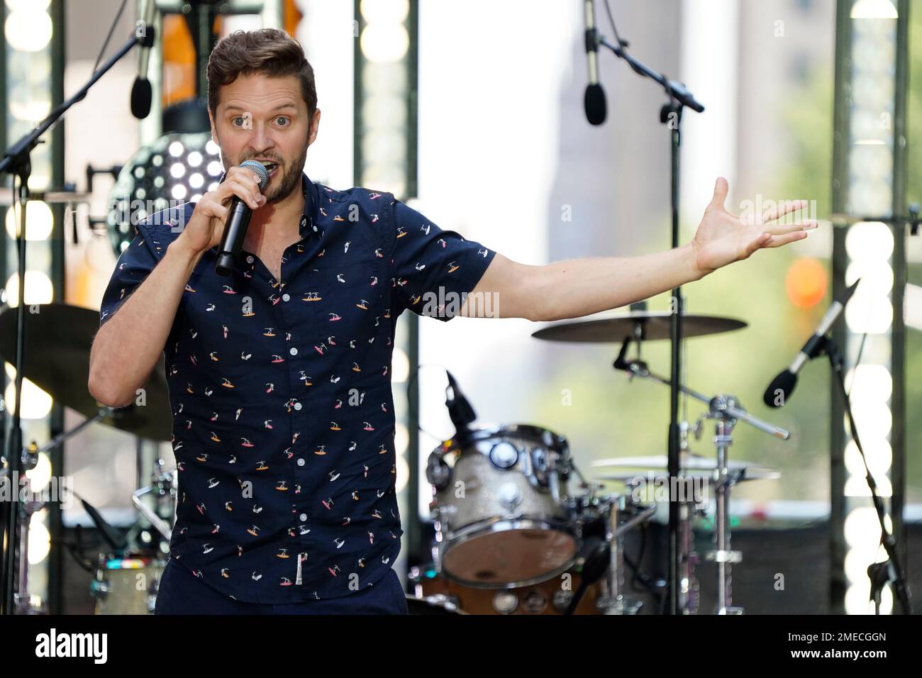 Andrew Bancroft performs at the New 42 outdoor celebration of arts ...