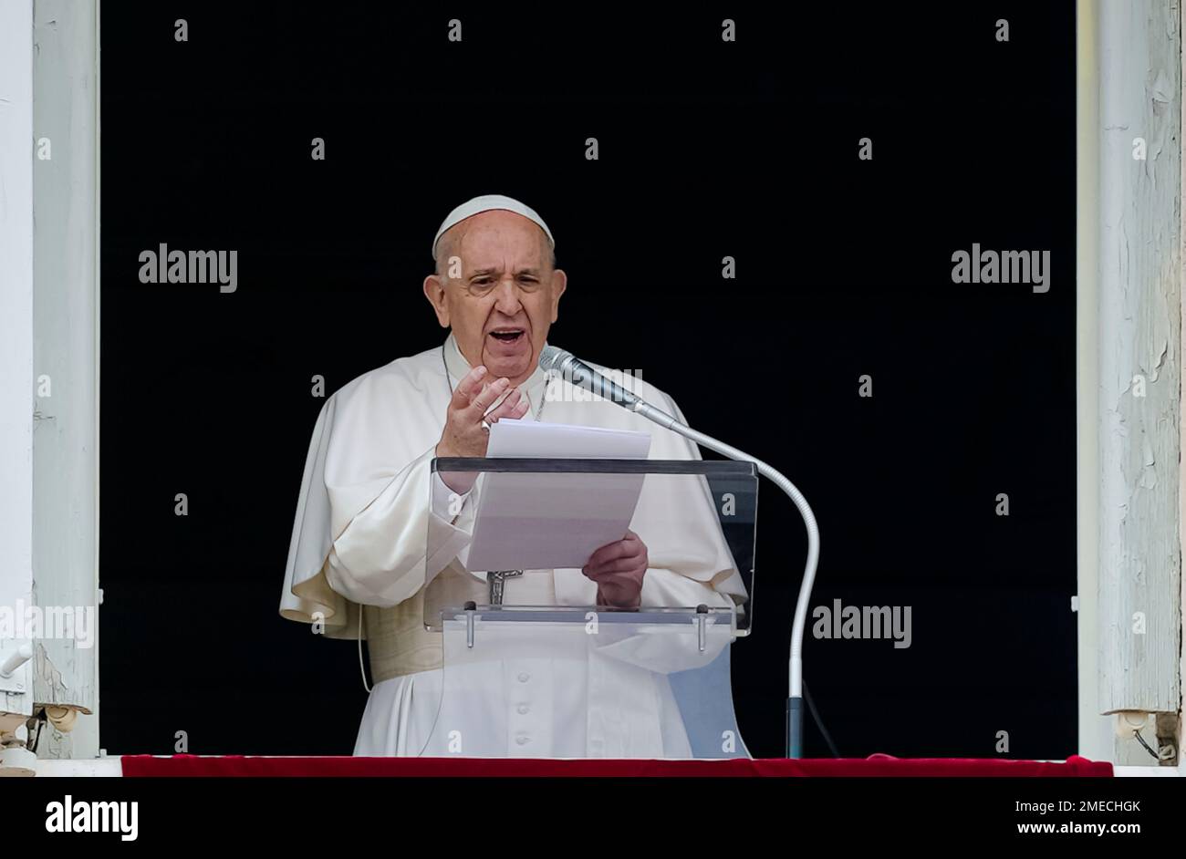 Pope Preaching Window Pope Francis speaks from the window of his studio overlooking St. Peter ...