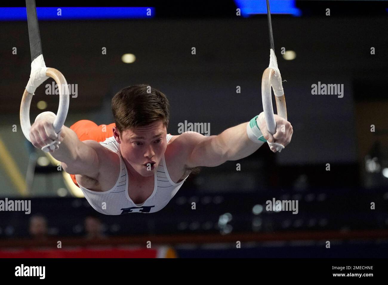 Alex Diab competes on the still rings during the U.S. Gymnastics ...