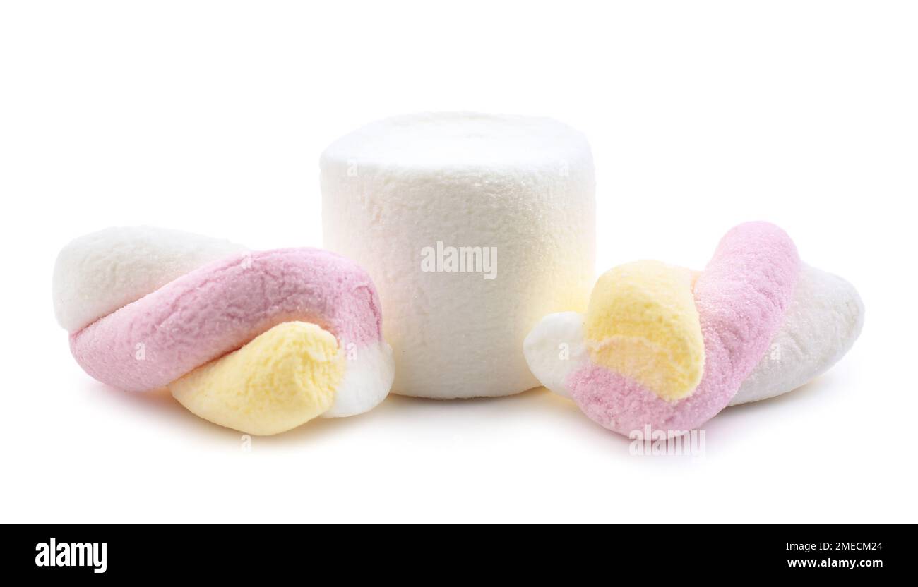 Tasty marshmallows isolated on white background Stock Photo - Alamy