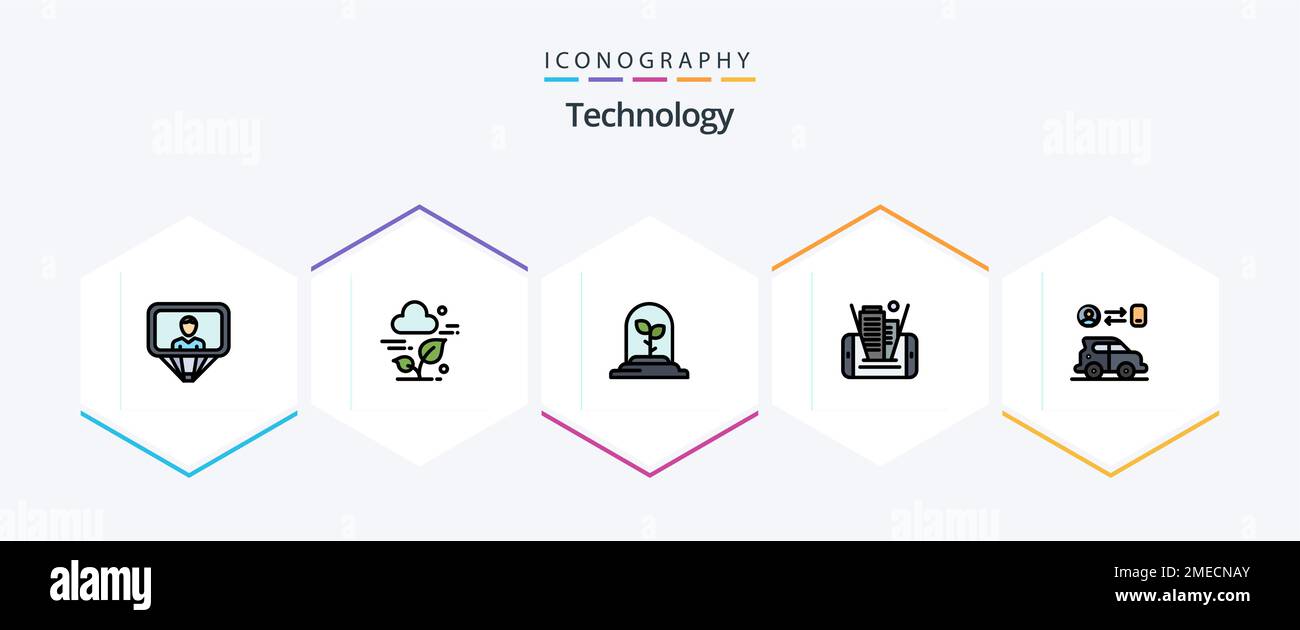 Technology 25 FilledLine icon pack including man. car. technology ...