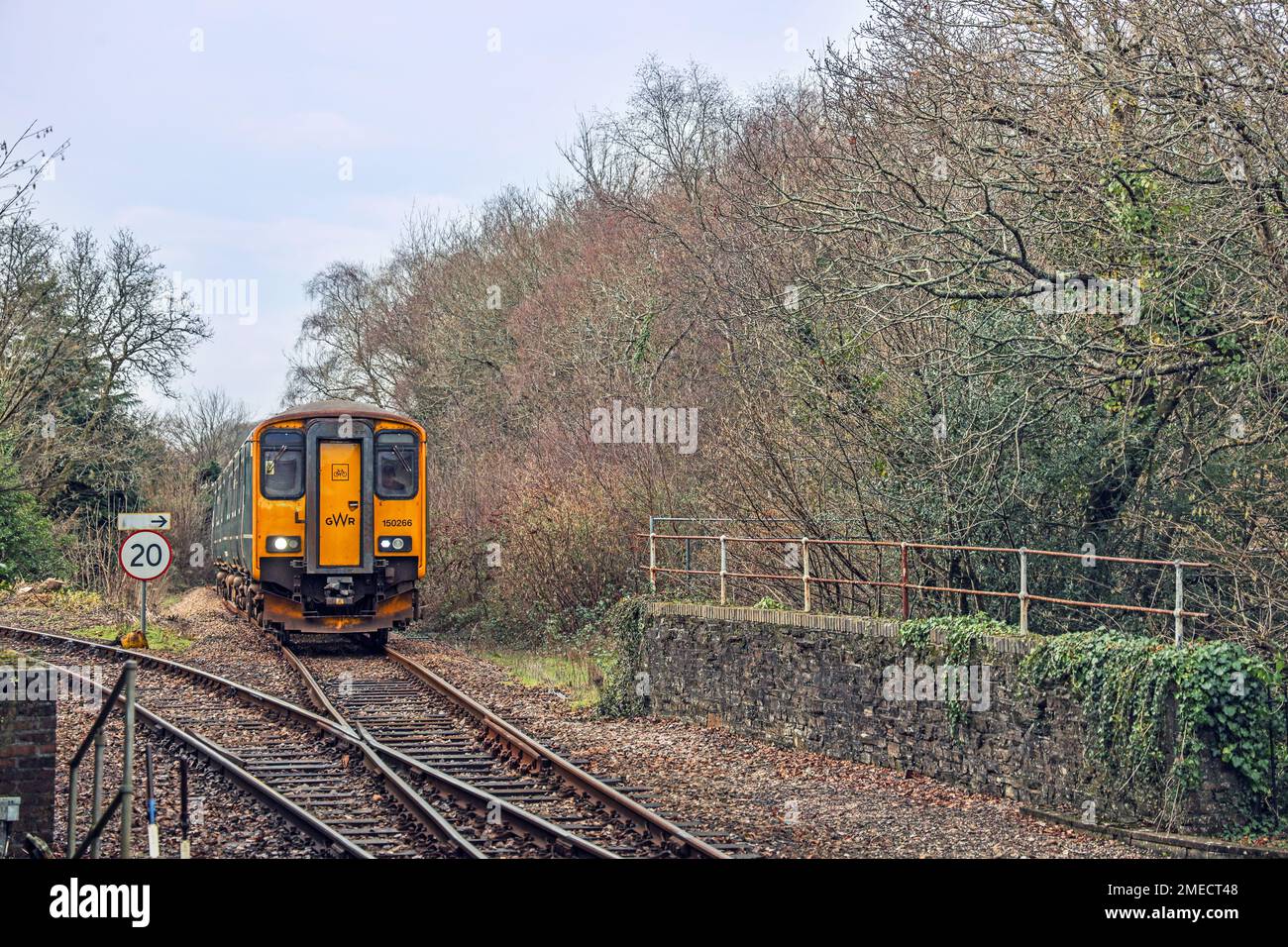 A GWR Tamar Valley branch line train arriving at Bere Alston station on the Gunnislake branch