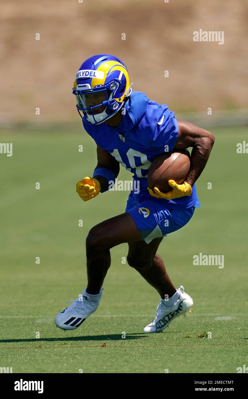 Los Angeles Rams wide receiver Jeremiah Haydel runs a drill during an NFL  football practice Friday, June 4, 2021, in Thousand Oaks, Calif. (AP  Photo/Mark J. Terrill Stock Photo - Alamy