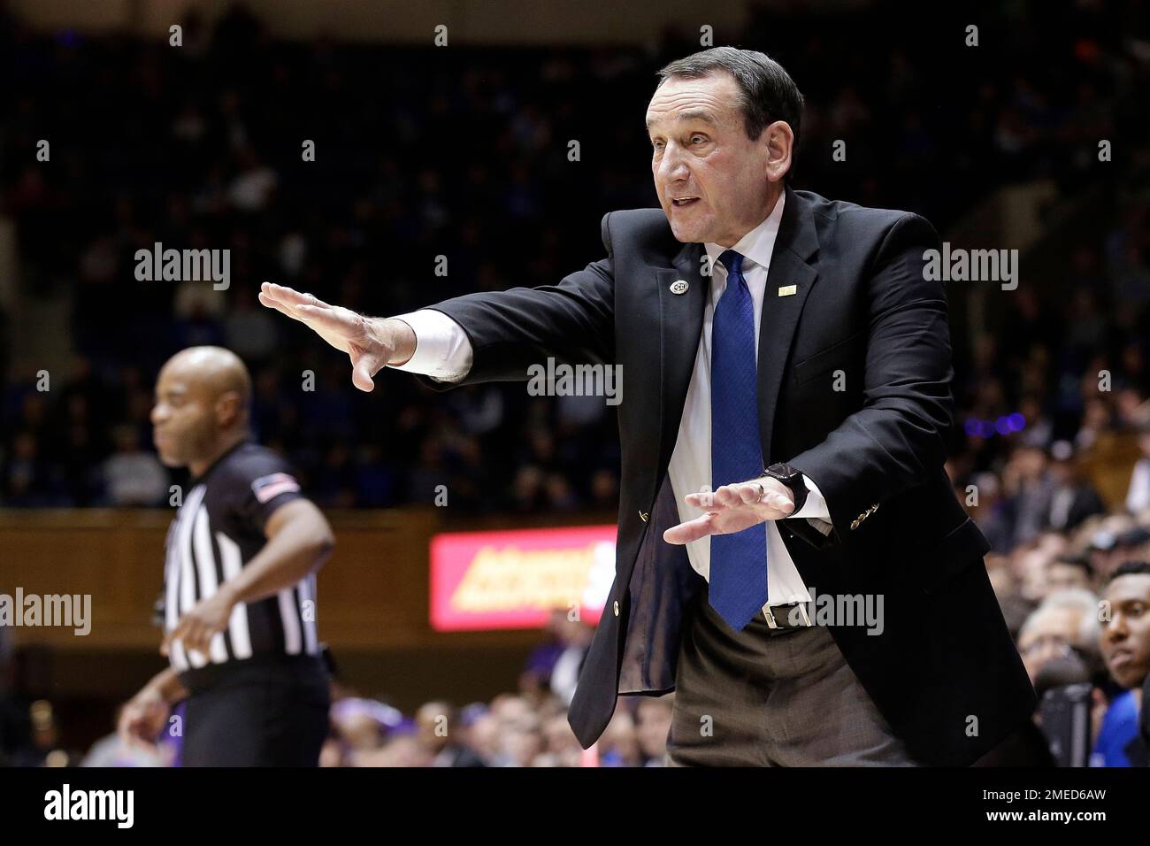 FILE In this Nov. 12, 2019, file photo, Duke head coach Mike