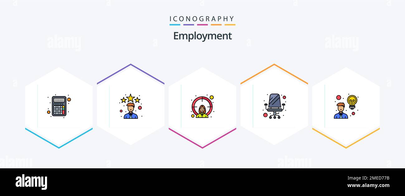 Employment 25 FilledLine icon pack including employee. sitting ...