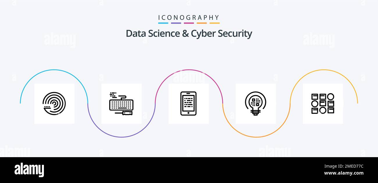 Data Science And Cyber Security Line 5 Icon Pack Including pattren ...