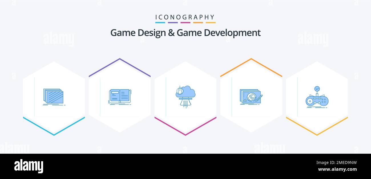 Game Design And Game Development 25 Blue icon pack including new. level ...