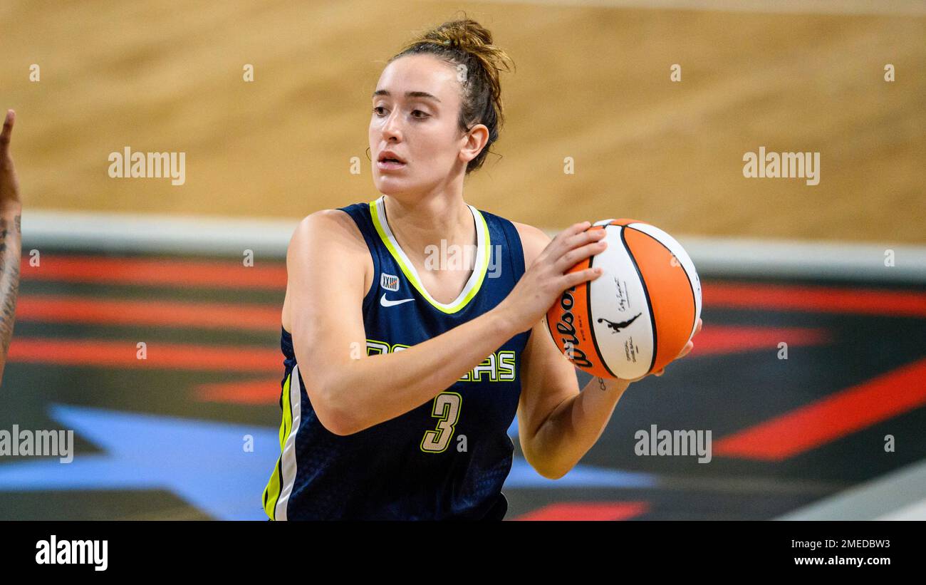 Dallas Wings guard Marina Mabrey (3) in action during a WNBA basketball