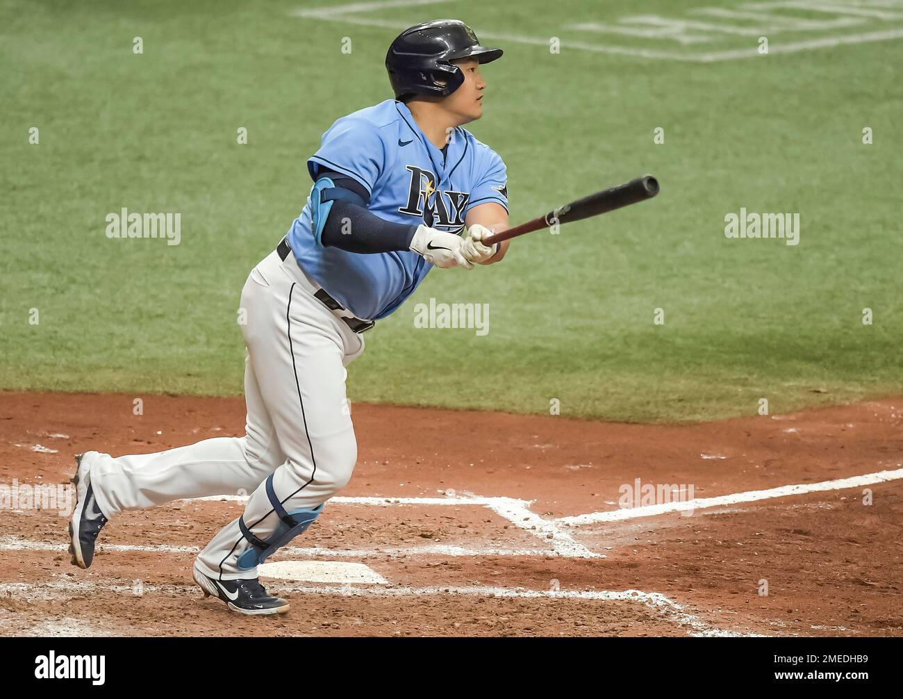 Tampa Bay Rays' JiMan Choi hits a RBIdouble during the fifth inning