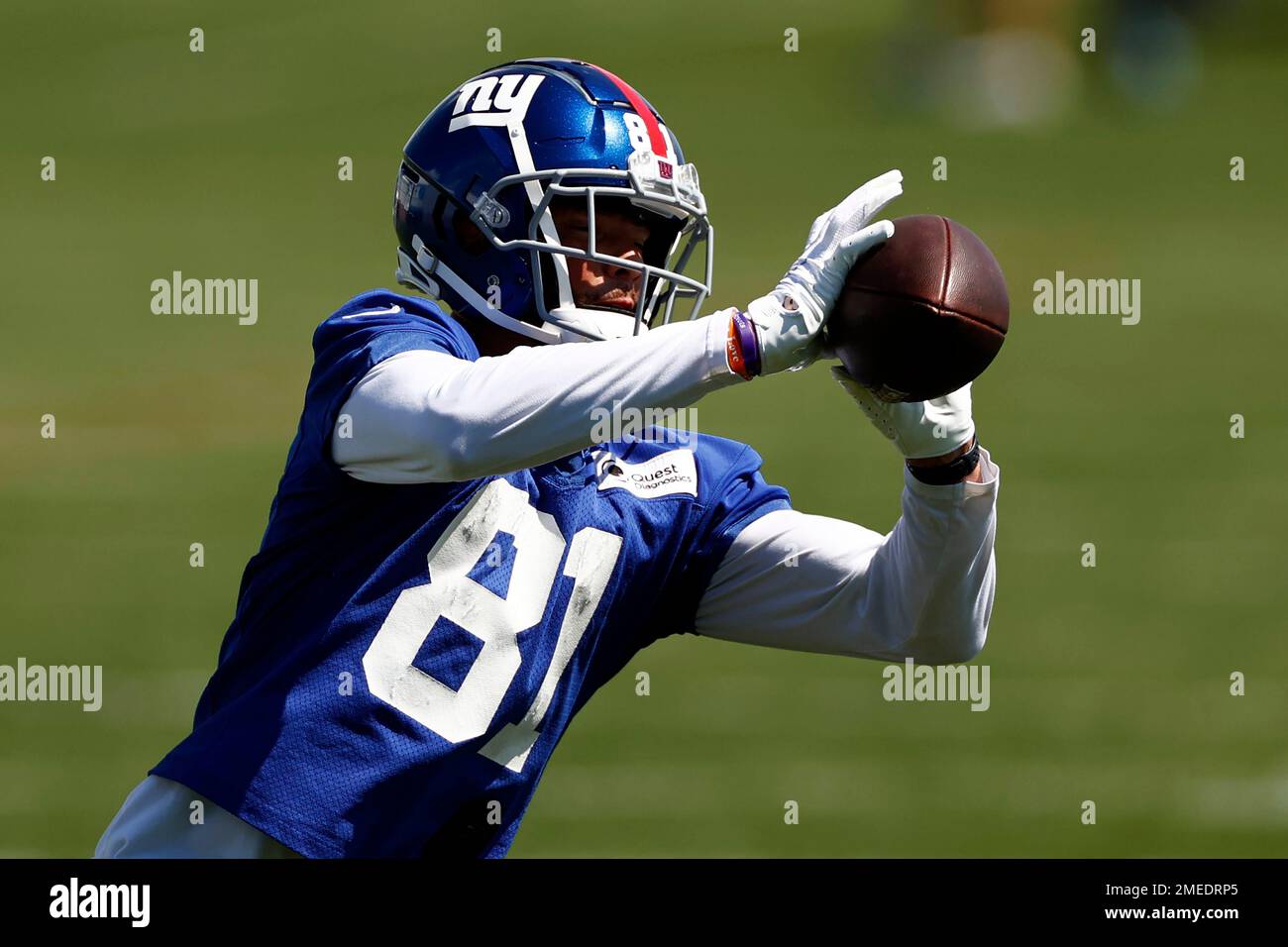 New York Giants wide receiver Austin Mack during an NFL football practice  Thursday, May 27, 2021, in East Rutherford, N.J. (AP Photo/Adam Hunger  Stock Photo - Alamy