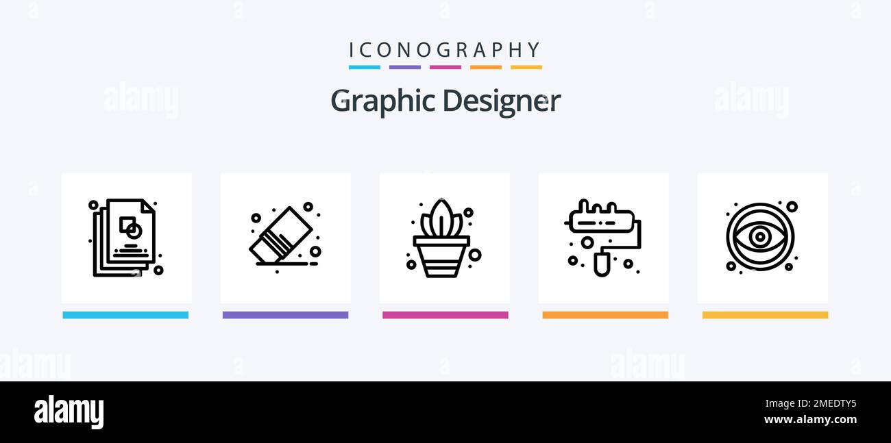 Graphic Designer Line 5 Icon Pack Including designing. paper. design ...