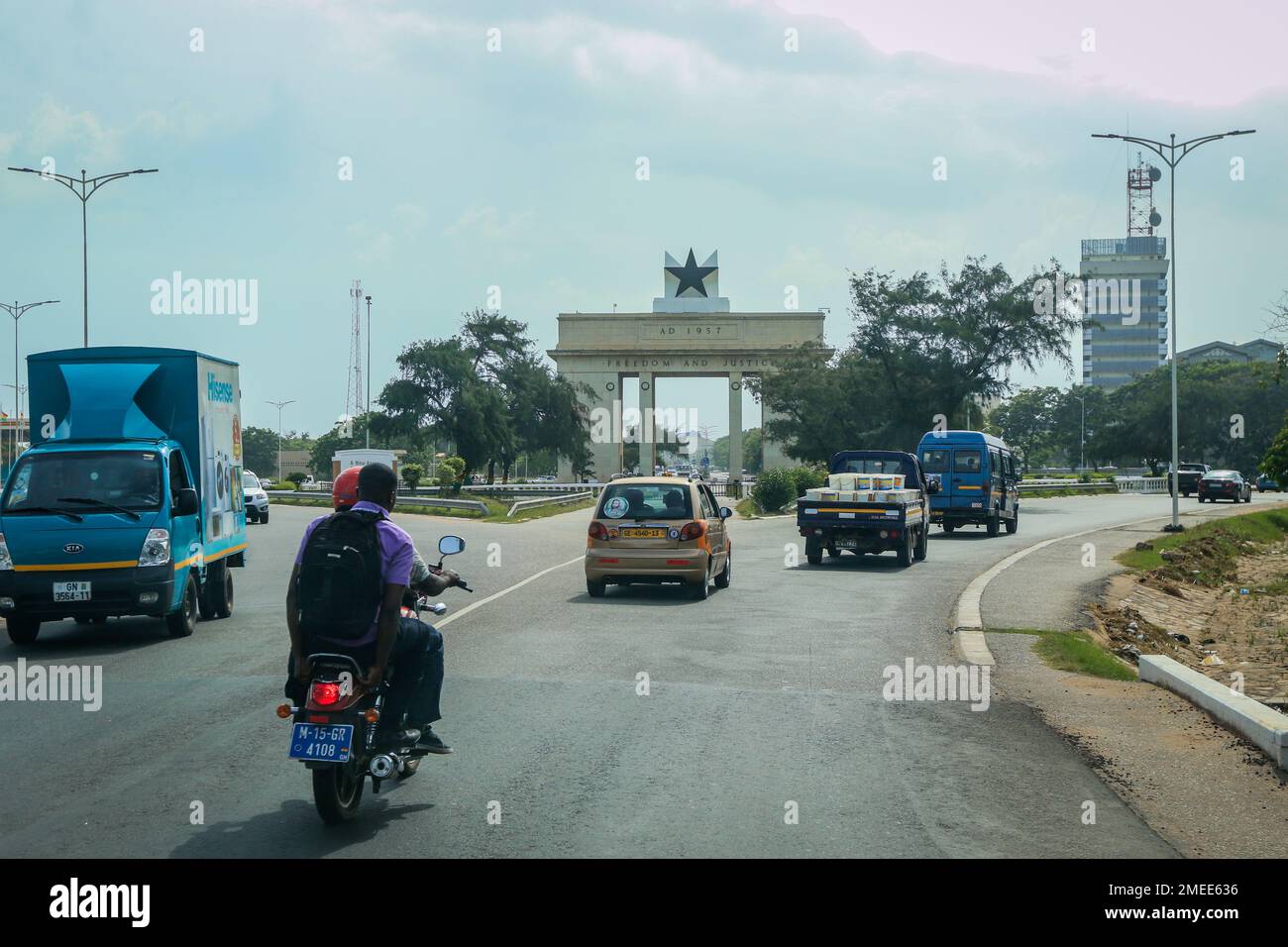 Independence Arch on the Black Star Square in African Capital City Accra, Ghana Stock Photo