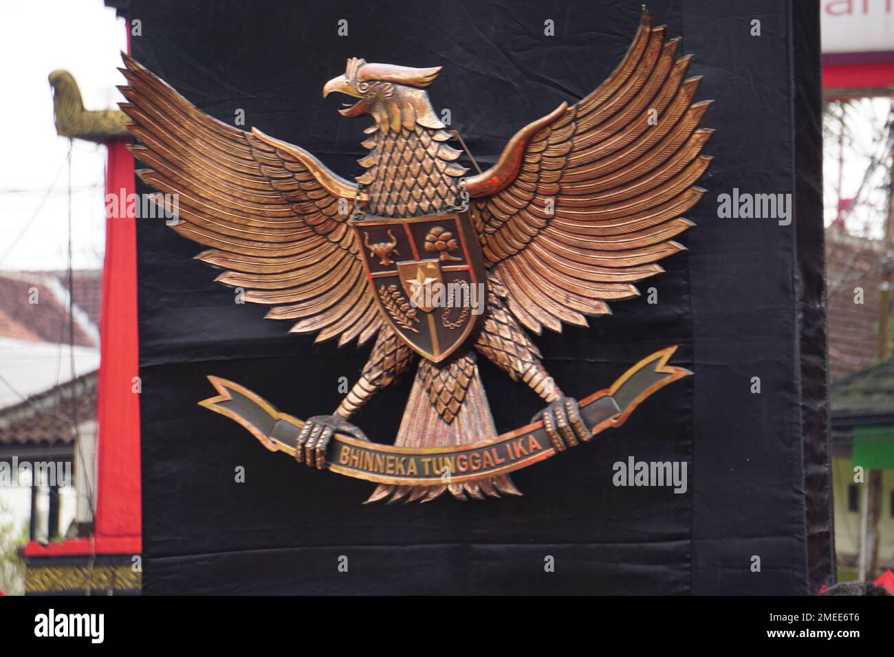 Garuda Pancasila (Indonesian five principles) with a natural background Stock Photo