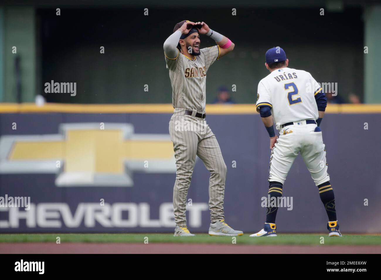 Milwaukee Brewers' Luis Urias of a baseball game against the San