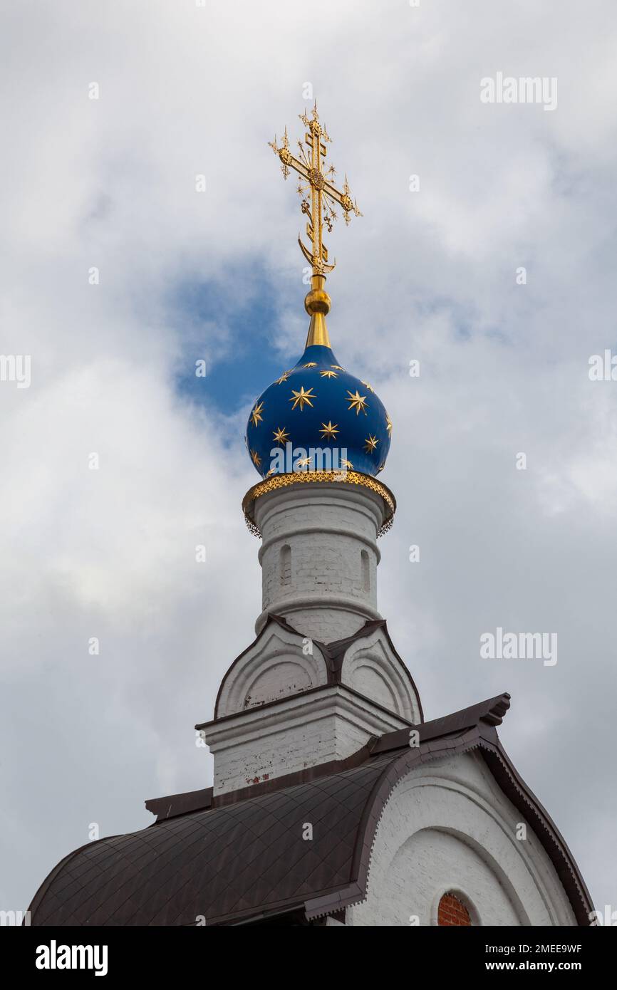 A small dome of an Orthodox church decorated with golden stars Stock ...