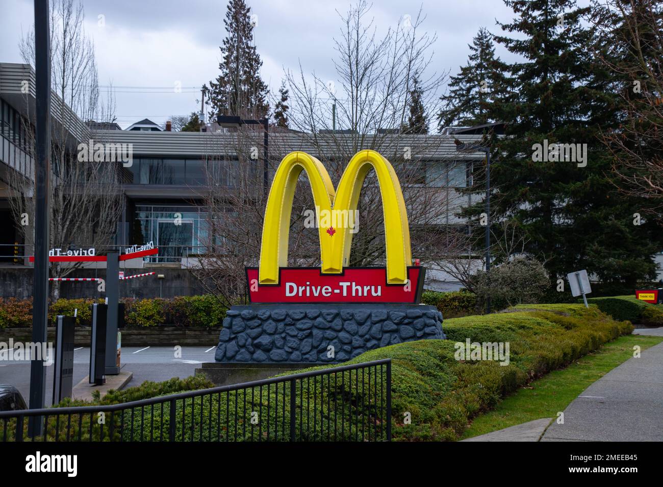 Store sign of McDonald’s Canada. McDonald's Restaurants of Canada