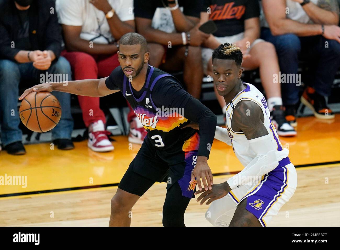 Chris Paul of the Phoenix Suns dribbles during the game against the 