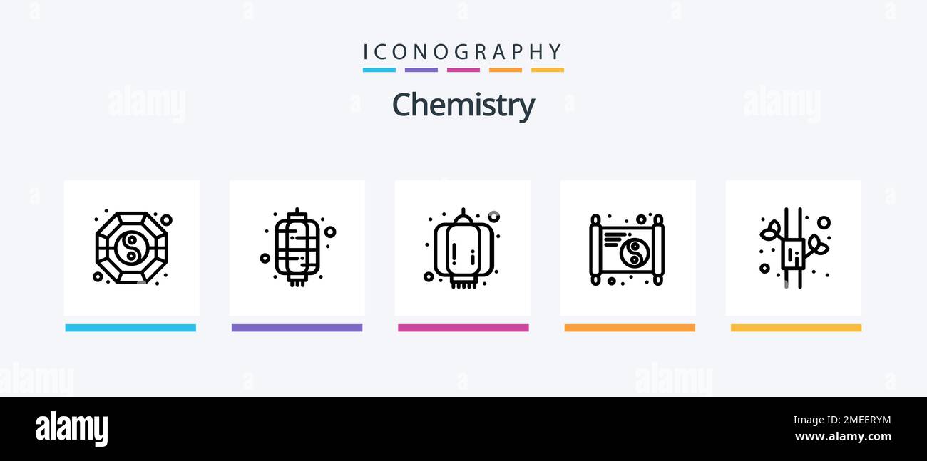 Chemistry Line 5 Icon Pack Including acid. lab. study. chemistry. study