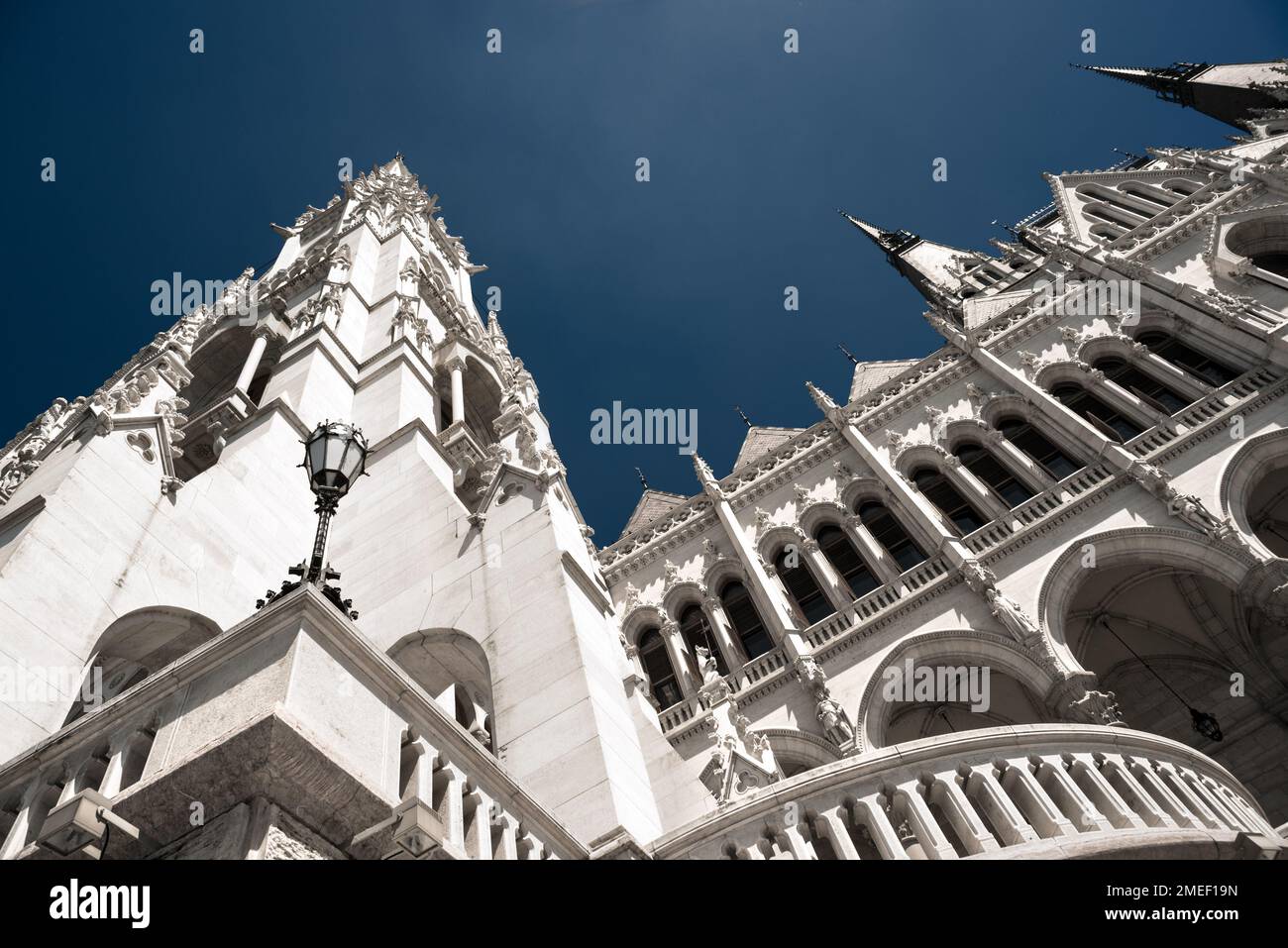 Hungarian Parliament Building low angle view Stock Photo