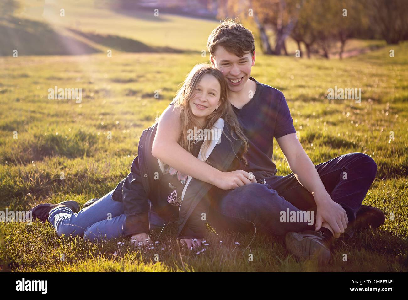 Brother And Sister Siblings Family Fun Moment Boy Holding His Younger