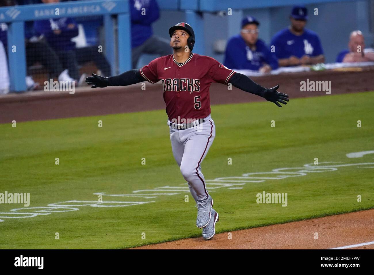 Arizona Diamondbacks' Eduardo Escobar celebrates after his solo