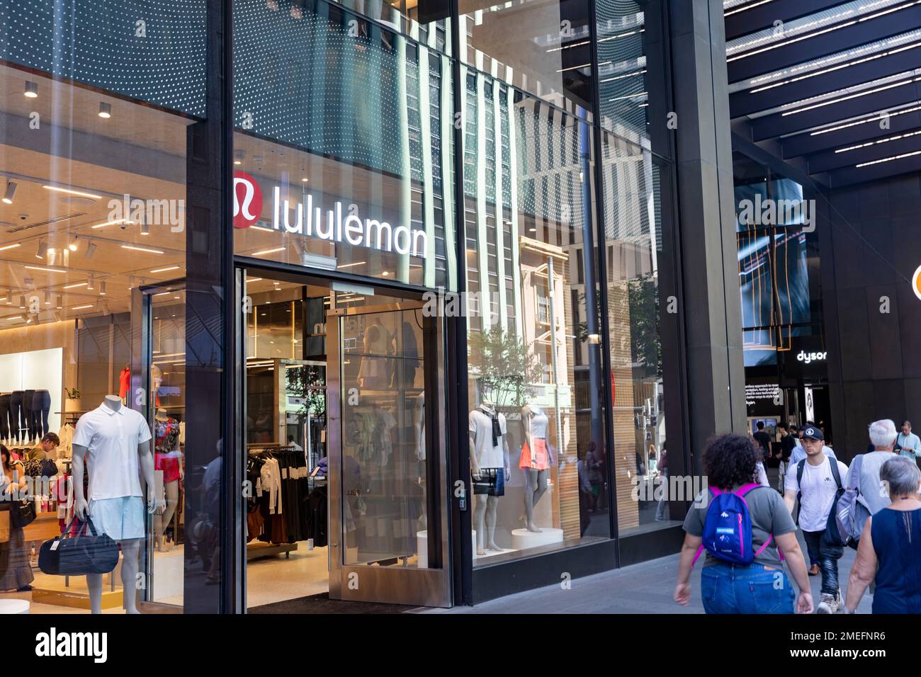 Sydney,Australia Lululemon clothing store on George street selling activewear and yoga clothes clothing, summer 2023,Australia Stock Photo