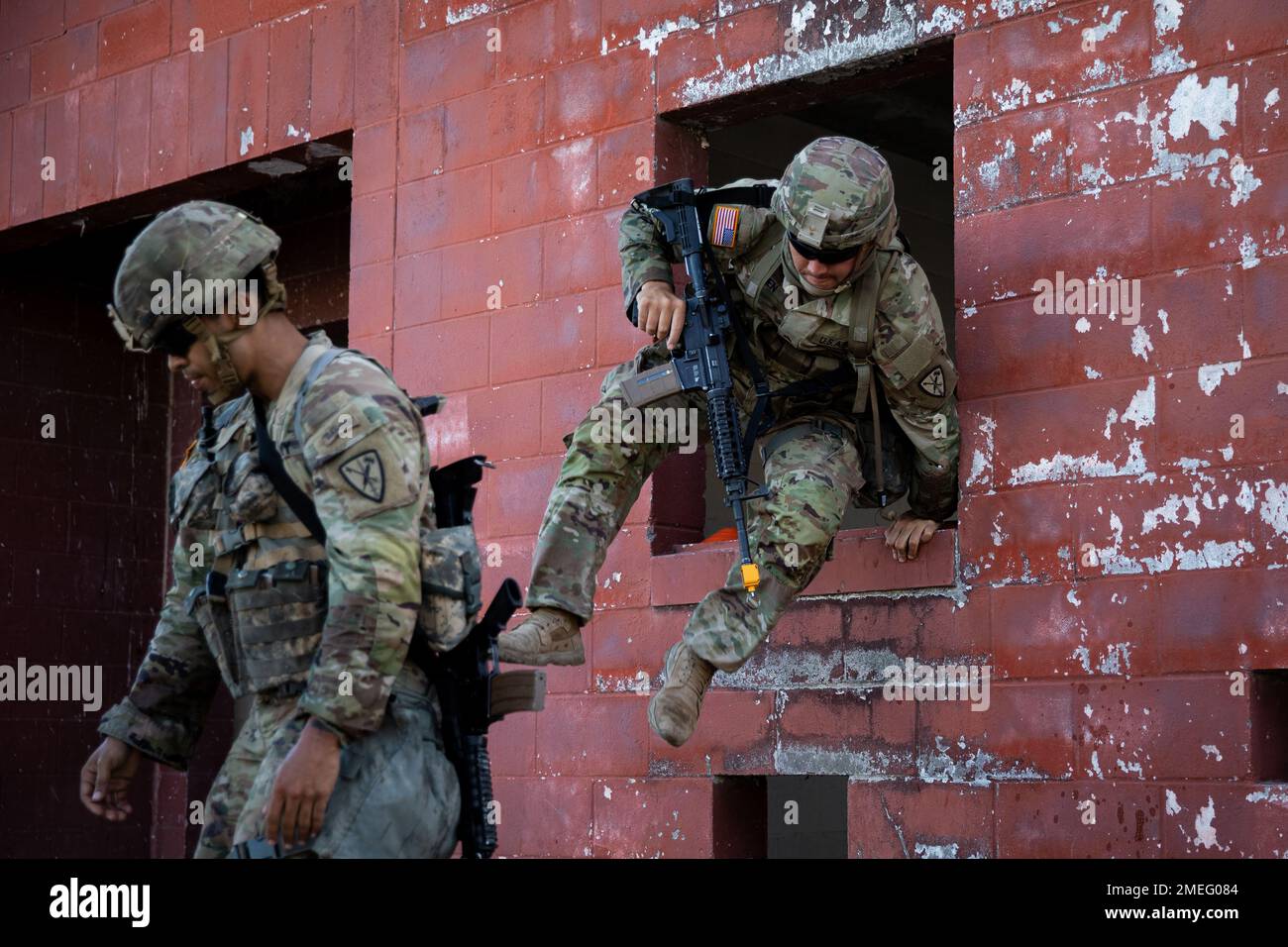 U.S. Army Soldiers competing in Forscom Best Squad Competition jump ...