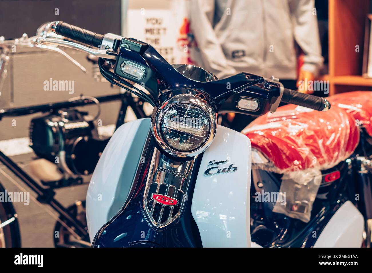 NAKHON PATHOM,THAILAND-JANUARY 7, 2023 View of Honda Super Cub C 125  Motorcycle classic collection on display for sale at CUB House  Nakhon Pa Stock Photo Alamy