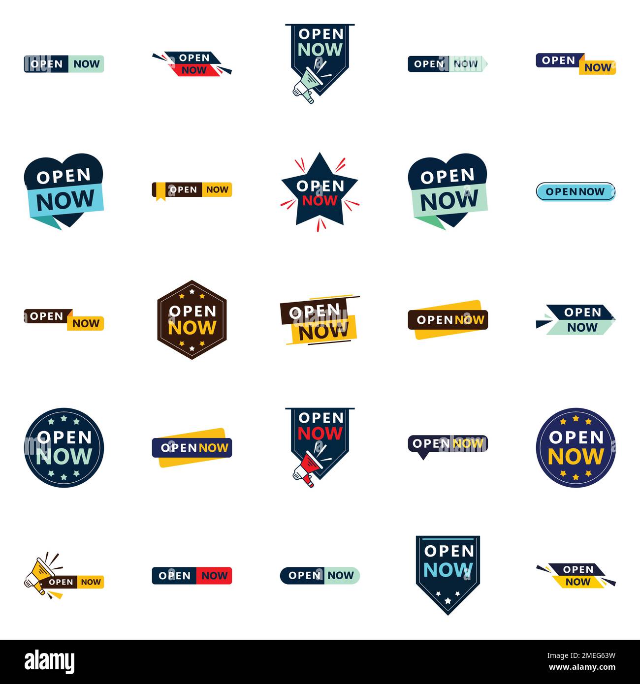 Open now set 25 different design choices Stock Vector Image & Art Alamy