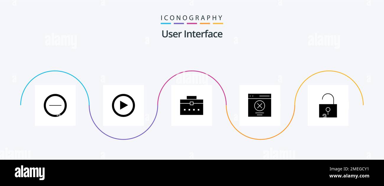 User Interface Glyph 5 Icon Pack Including unlocked. user. worker bag ...