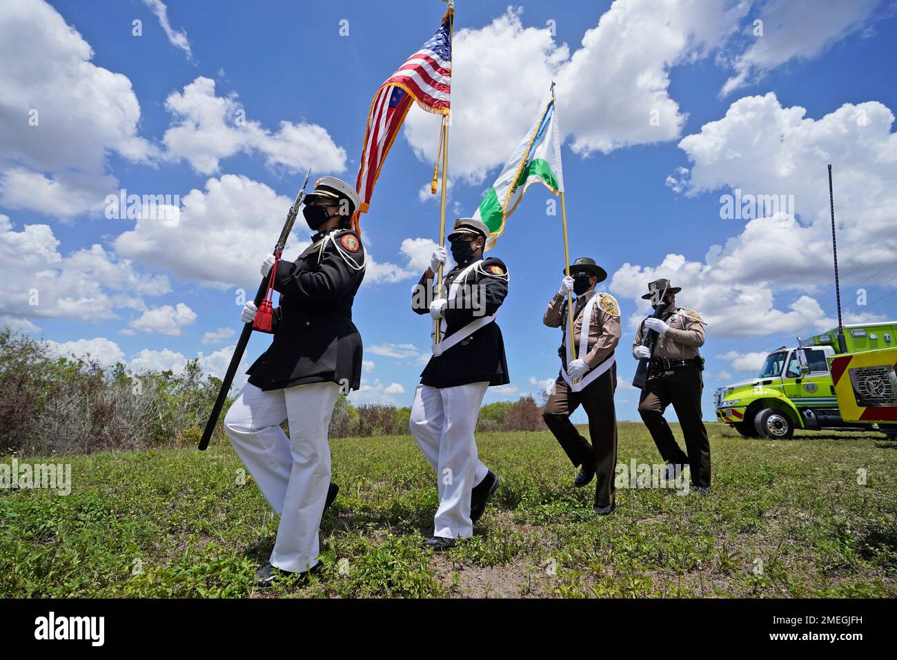 An Honor Guard from the MiamiDade County Fire Rescue and Police
