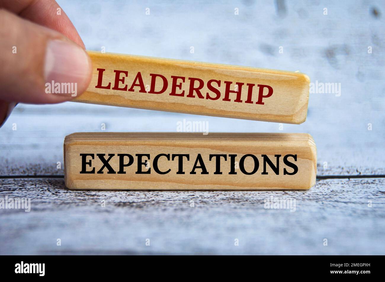 Leadership expectation text on wooden blocks. Leadership expectation concept Stock Photo Alamy