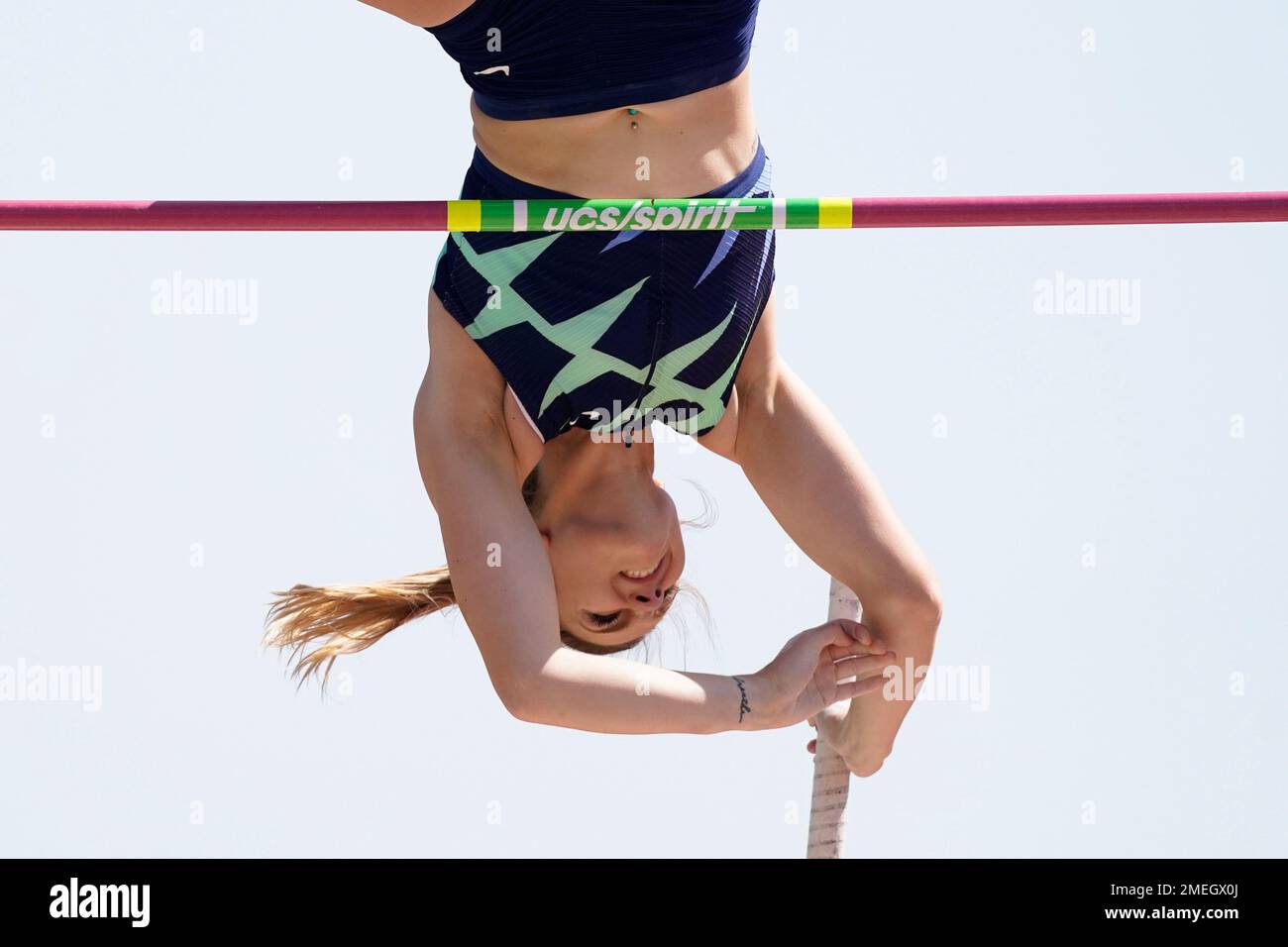 Olivia Gruver competes in women's pole vault during the USATF Golden