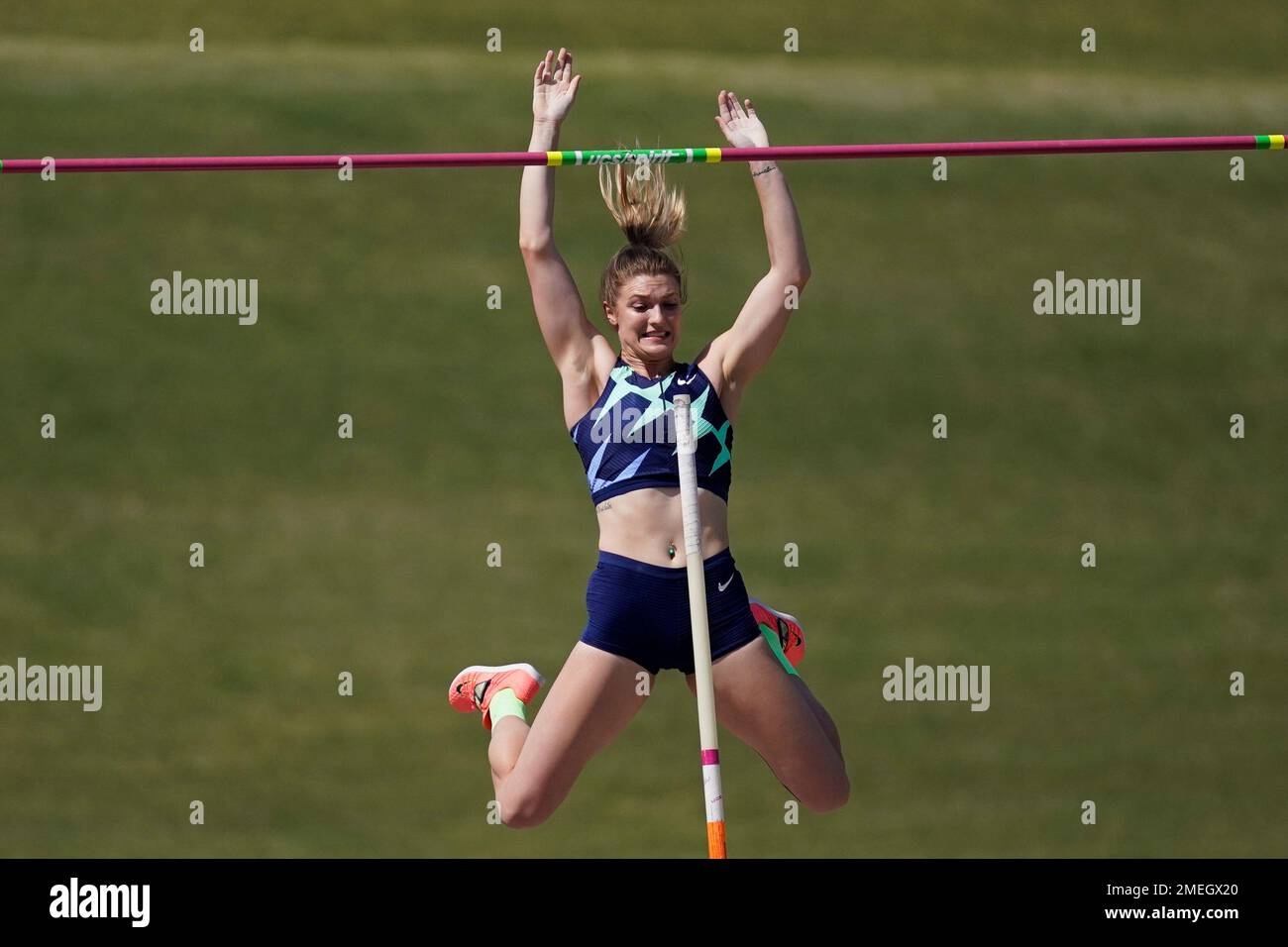 Olivia Gruver competes in women's pole vault during the USATF Golden