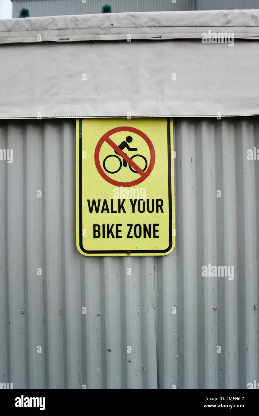 Walk your bike zone, New York Stock Photo