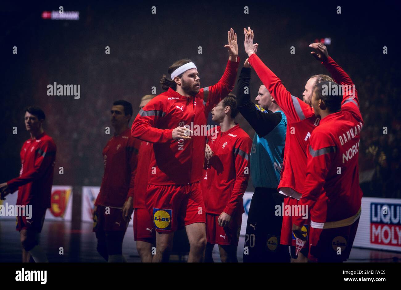 Malmo, Sweden. 23rd Jan, 2023. Mikkel Hansen of Denmark enters the