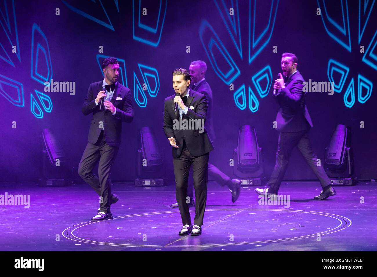 The Overtones, Vocal harmony group with performing on P&O Arvia Stock Photo