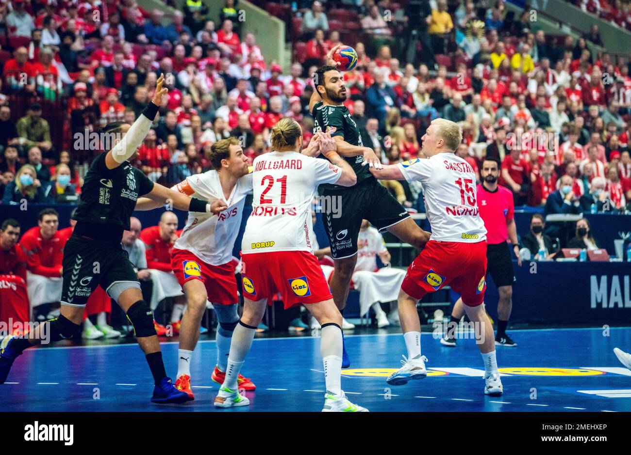 Malmo, Sweden. 23rd Jan, 2023. Mohsen Mahmoud (55) of Egypt seen up