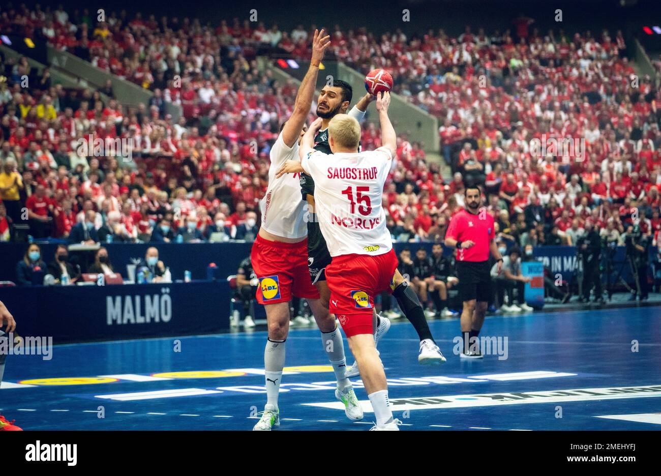 Malmo, Sweden. 23rd, January 2023. Yehia Elderaa (39) of Egypt seen up